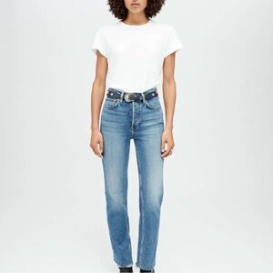 Redone 70s High Rise Stove Pipe Jeans Blue 25